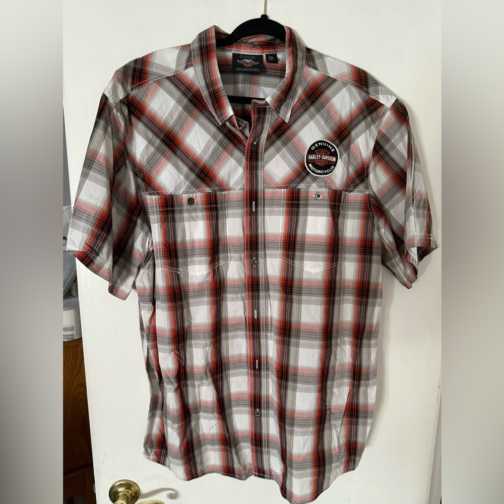 Harley Davidson Logo Oil Can Button Down Shirt XXL